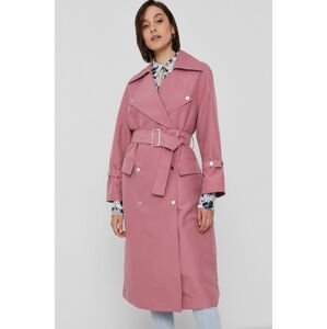 Kabát Armani Exchange dámsky, ružová farba, prechodný, dvojradový
