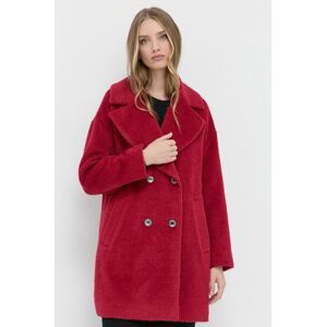 Kabát Pennyblack dámsky, bordová farba, prechodný, dvojradový