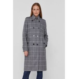 Kabát Drykorn Harleston dámsky, šedá farba, prechodný, dvojradový