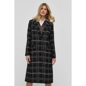 Kabát s prímesou vlny Karl Lagerfeld čierna farba, prechodný