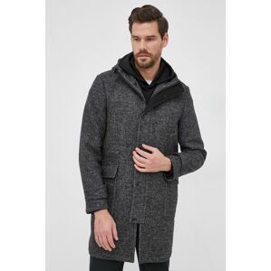 Kabát s prímesou vlny Sisley šedá farba, prechodný