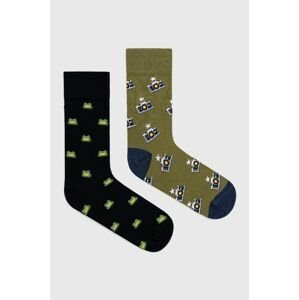 Ponožky John Frank (2-pack) pánske, zelená farba