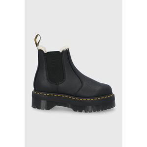 Kožené topánky Chelsea Dr. Martens Quad FL 2976 25635001-Black.Pisa, dámske, čierna farba, na platforme, zateplené