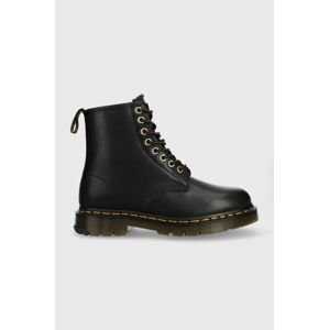 Kožené workery Dr. Martens 1460 dámske, čierna farba, na plochom podpätku, zateplené