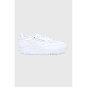 Kožená obuv Reebok Classic Club C Double GW0854.100006321-WHT/GRY, biela farba, na plochom podpätku