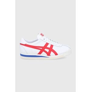 Kožená obuv Asics Onitsuka Tiger biela farba, na plochom podpätku