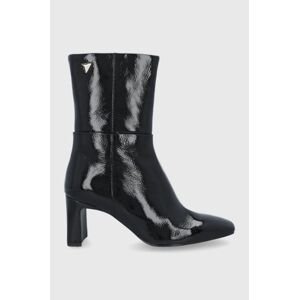 Kožené členkové topánky Sisley dámske, čierna farba, na podpätku