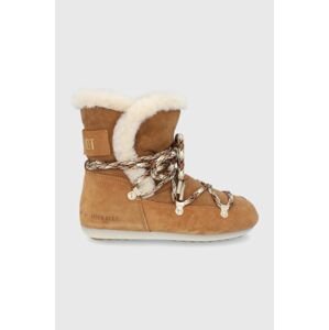 Semišové snehule Moon Boot Side High Shearling hnedá farba