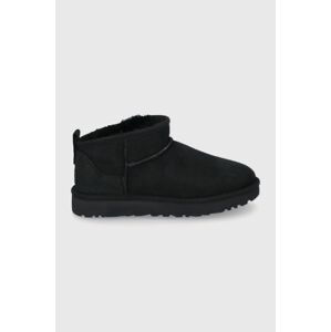 Semišové snehule UGG Classic Ultra Mini čierna farba, 1116109.BLK