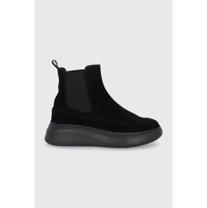 Semišové topánky Chelsea MOA Concept dámske, čierna farba, na platforme