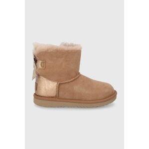 Detské semišové snehule UGG Mini Bailey Bow Glitz hnedá farba