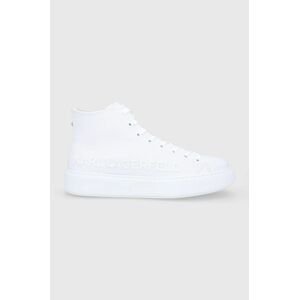 Kožená obuv Karl Lagerfeld biela farba