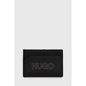 Kožené puzdro na karty Hugo pánske, čierna farba