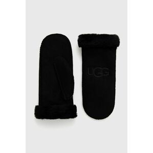 Semišové rukavice UGG 20932-BLK, dámske, čierna farba