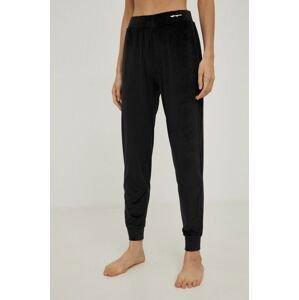 Pyžamové nohavice Emporio Armani Underwear dámske, čierna farba, rovné, stredne vysoký pás
