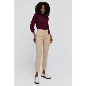 Nohavice Lauren Ralph Lauren dámske, béžová farba, cigaretový strih, vysoký pás