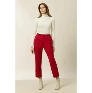 Nohavice Ivy & Oak dámske, červená farba, rovné, vysoký pás