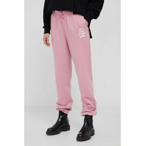 Bavlnené nohavice MC2 Saint Barth dámske, ružová farba, jednofarebné