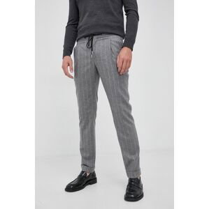 Vlnené nohavice Tommy Hilfiger pánske, šedá farba, rovné