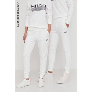 Nohavice Hugo biela farba, jednofarebné
