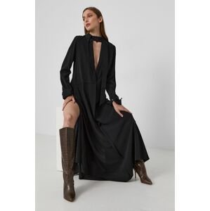 Šaty Victoria Victoria Beckham čierna farba, maxi, áčkový strih