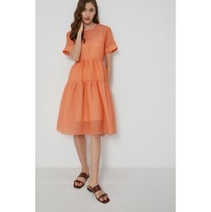 Šaty Victoria Victoria Beckham oranžová farba, mini, áčkový strih