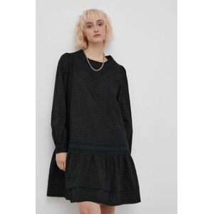 Bavlnené šaty Superdry čierna farba, mini, áčkový strih