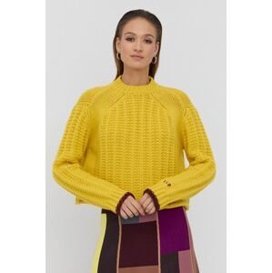 Vlnený sveter Victoria Victoria Beckham dámsky, žltá farba, teplý