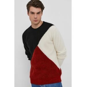 Vlnený sveter Karl Lagerfeld pánsky, červená farba, teplý