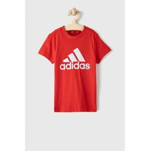 Detské tričko adidas GN3993 červená farba, s potlačou