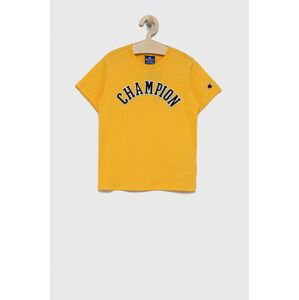 Detské bavlnené tričko Champion 305776 žltá farba, jednofarebné