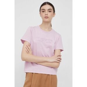 Bavlnené tričko Levi's fialová farba