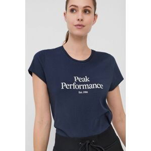 Bavlnené tričko Peak Performance tmavomodrá farba
