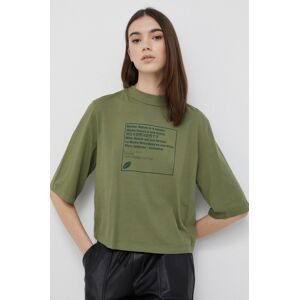 Bavlnené tričko Sisley zelená farba