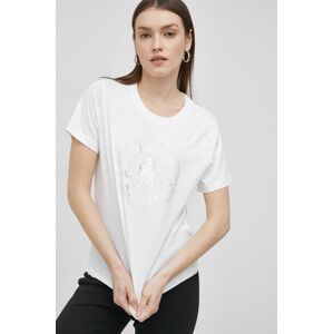 Bavlnené tričko Converse biela farba