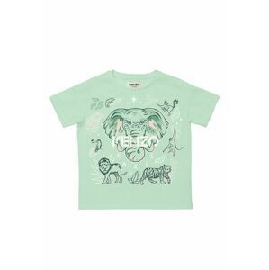 Detské bavlnené tričko Kenzo Kids zelená farba