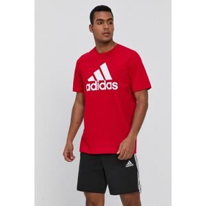 Tričko adidas GK9124 pánske, červená farba, s potlačou