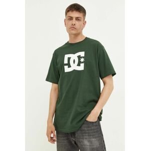 Bavlnené tričko DC zelená farba, s potlačou