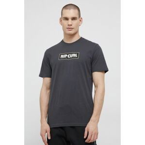 Bavlnené tričko Rip Curl šedá farba, s potlačou
