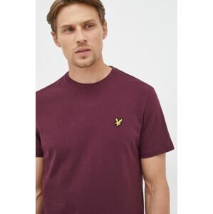Bavlnené tričko Lyle & Scott fialová farba, jednofarebné