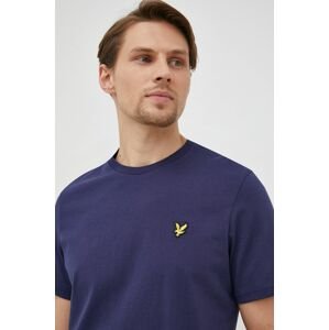 Bavlnené tričko Lyle & Scott tmavomodrá farba, jednofarebné