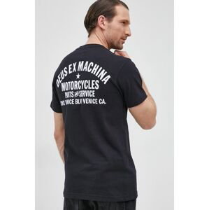 Bavlnené tričko Deus Ex Machina čierna farba, s potlačou