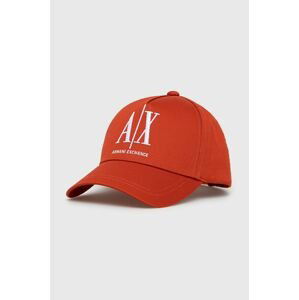 Bavlnená čiapka Armani Exchange červená farba, s nášivkou