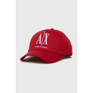 Bavlnená čiapka Armani Exchange červená farba, s nášivkou