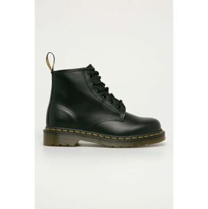 Kožené workery Dr. Martens 101 Yellow Stitch dámske, čierna farba, na plochom podpätku