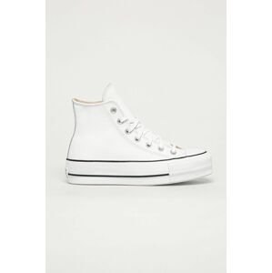 Kožené tenisky Converse Chuck Taylor All Star Lift dámske, biela farba, 561676C