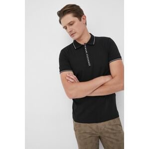 Polo tričko Armani Exchange čierna farba, s potlačou, 8NZF71 ZJH2Z