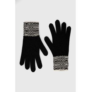 Vlnené rukavice Moschino dámske, čierna farba