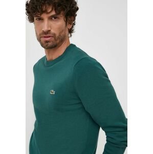 Bavlnený sveter Lacoste zelená farba, tenký