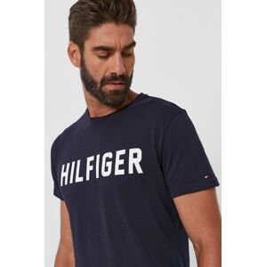 Bavlnené tričko Tommy Hilfiger tmavomodrá farba, s potlačou